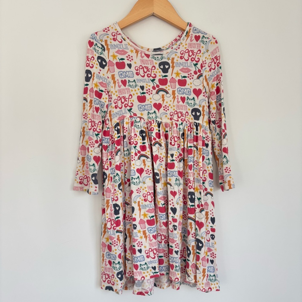 Pink Chicken Long Sleeve Bamboo Swing Dress 4Y